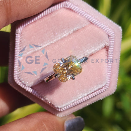 Lab Grown Diamond Champagne Radiant Cut Solitaire Ring