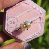 Lab Grown Diamond Champagne Radiant Cut Solitaire Ring