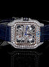 Awesome Blue Leather Belt Diamond Moissanite Watch