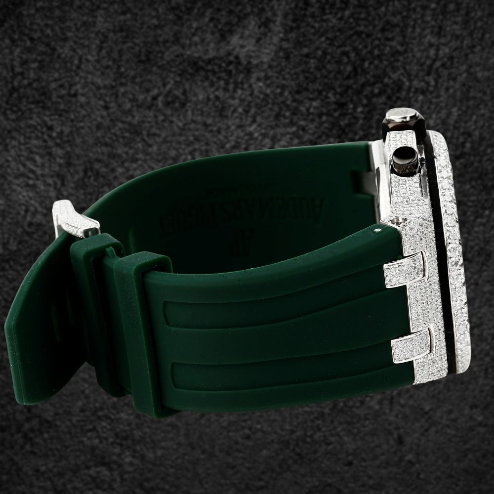 Moissanite Diamond Iced Out Rubber Strap Watch For Men's