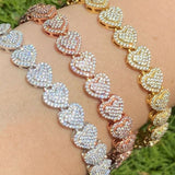 Heart Shape Iced Out Moissanite Bracelet