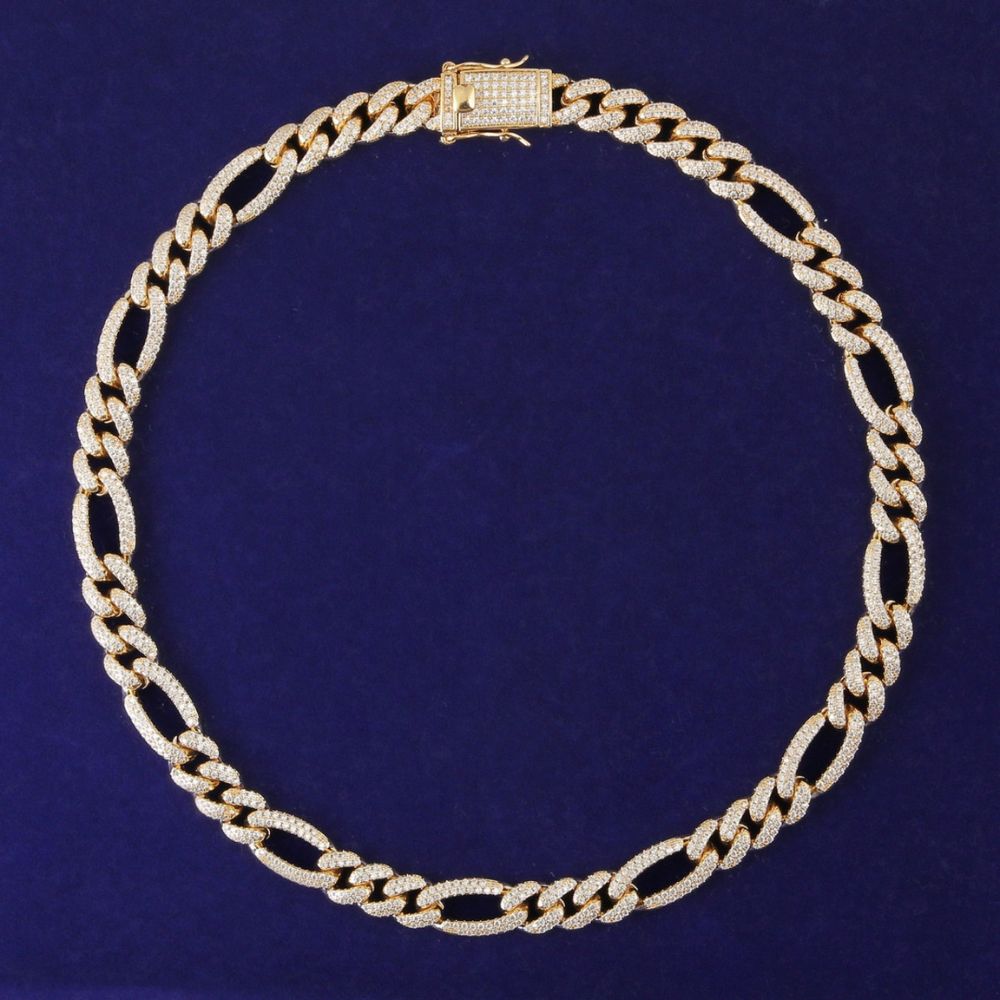 Moissanite Iced Out Figaro Chain For Him