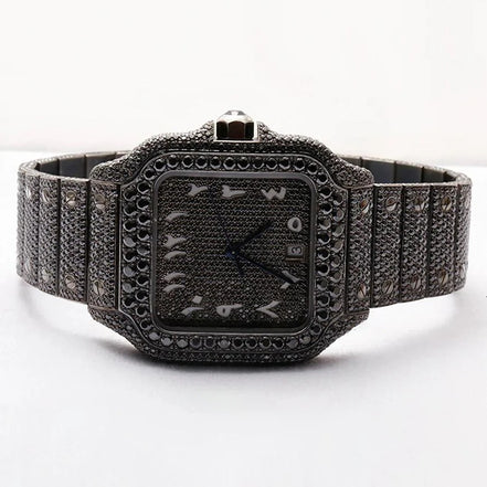 Automatic Movement Moissanite Full Black Watch For Him