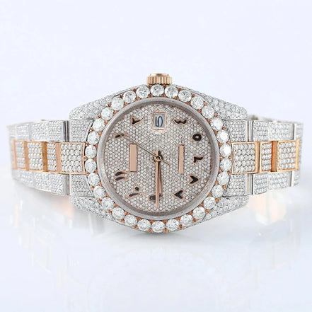 Arabic Dial Dual Tone Automatic Moissanite Watch For Men