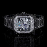 Formal Style Black Moissanite Skeleton Iced Out Watch