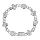 925 Silver Evil Eye Gothic Cross Link Bracelet Iced Out Bracelet