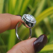 Round Cut Lab Grown Diamond Halo Engagement Ring