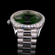 Day Date Moissanite Green Dial Wrist Watch For Men's