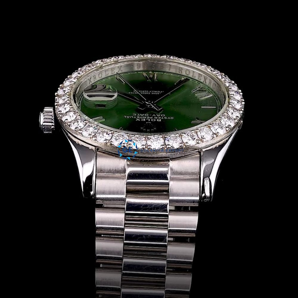 Day Date Moissanite Green Dial Wrist Watch For Men's