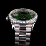 Day Date Moissanite Green Dial Wrist Watch For Men's