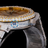 Dual Tone Fully Iced Out Moissanite Diamond Wrist Luxury Watch