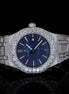 Blue Dial Stainless Steel Bust Down Automatic Watch For Men's