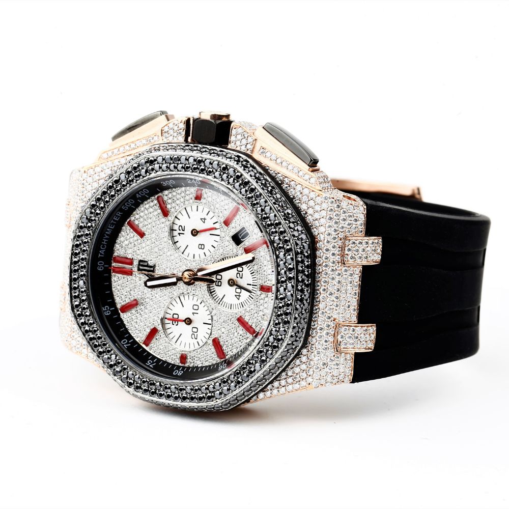 Rubber Strap Royal Oka Moissanite Watch