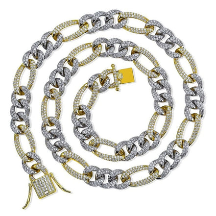 925 Sterling Silver Figaro Link Moissanite Chain