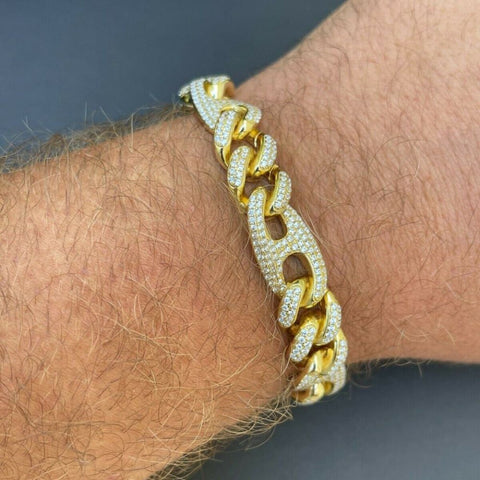 Colorless Moissanite Diamond Men's Cuban Bracelet