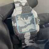 Black & White Army Design Dual Tone Moissanite Men's Watch
