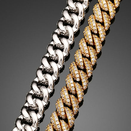 Round Cut Moissanite Diamond Miami Cuban Chain For Men's