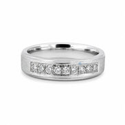 Round Cut Moissanite Channel Set Wedding Band For Men's