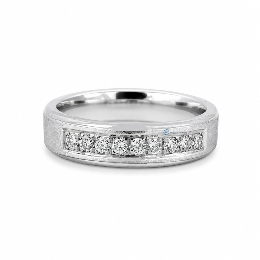 Round Cut Moissanite Channel Set Wedding Band For Men's