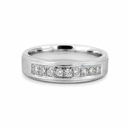 Round Cut Moissanite Channel Set Wedding Band For Men's