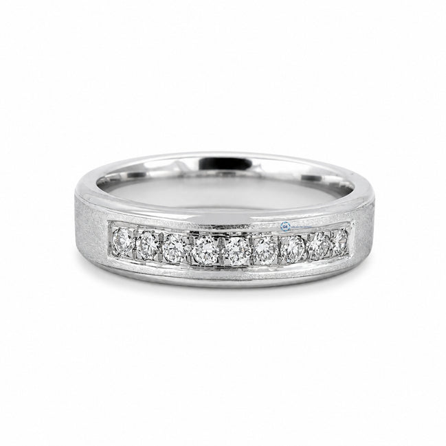 Round Cut Moissanite Channel Set Wedding Band For Men's