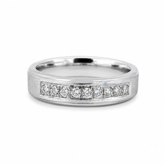Round Cut Moissanite Channel Set Wedding Band For Men's