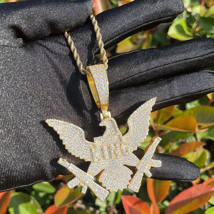 Men's Iced Out Eagle Gang Pendant Moissanite Pendant