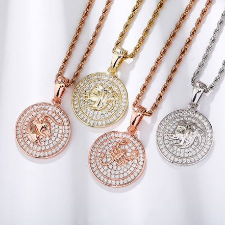 Customize Moissanite Diamond Zodiac Pendant Necklace