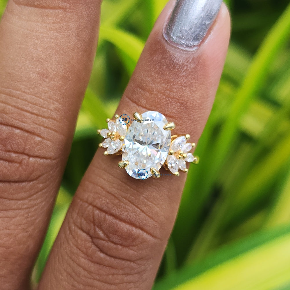 Oval Cut Lab Grown Diamond Vintage Wedding Ring