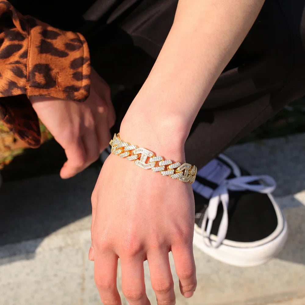 Luxury Hip Hop Moissanite Baguette Cuban Link Bracelet