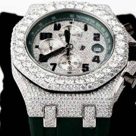 Luxury Customize Moissanite Green Belt Watch For Men's