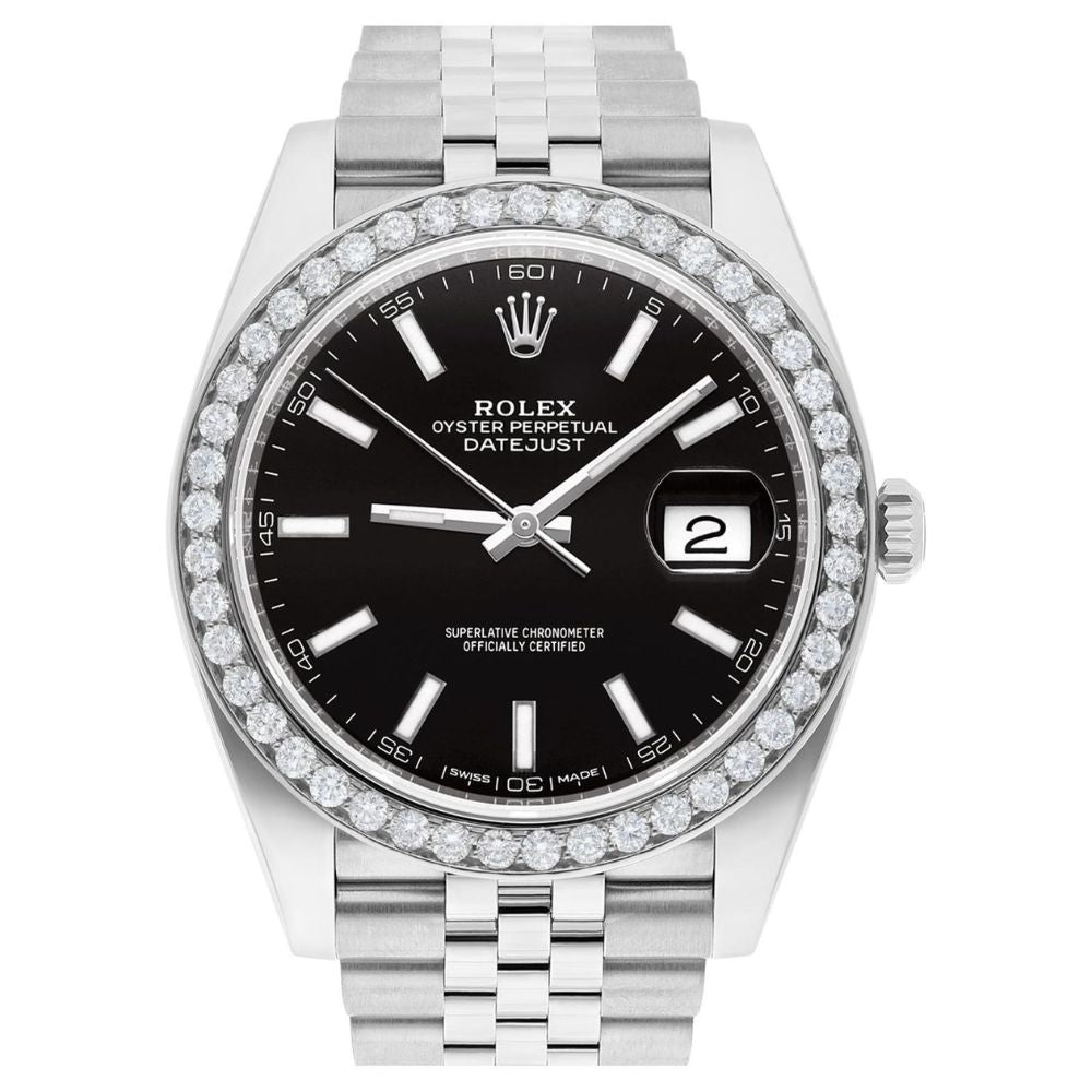 Black Color Dial Stainless Steel Moissanite Watch Gift For men's