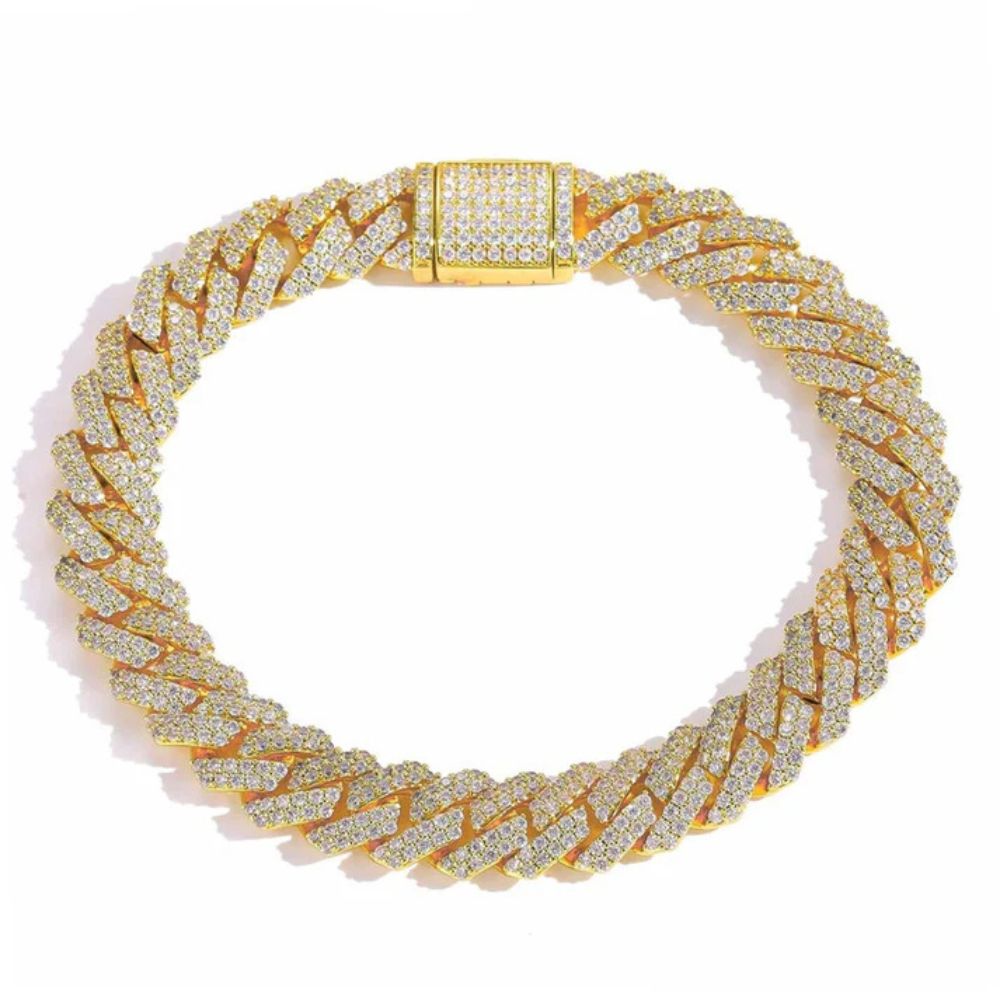Lab Created Moissanite Diamond Silver Cuban Bracelet