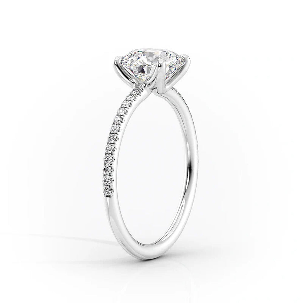 Pear Cut Moissanite Pave Set Proposal Ring