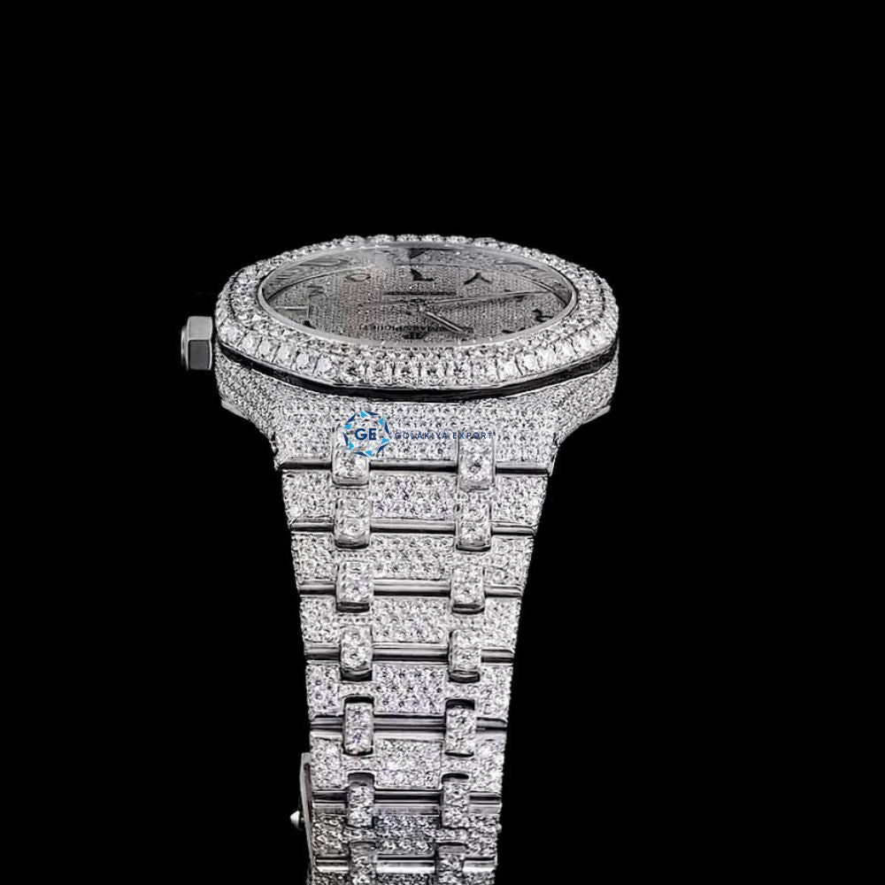 Automatic Stainless Steel Moissanite Wrist Watch