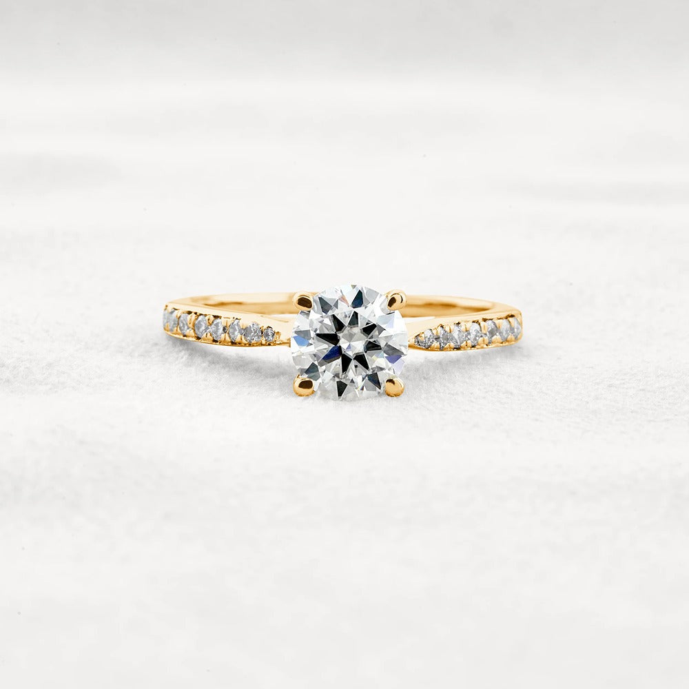 Moissanite Hidden Accent Round Cut Engagement Ring
