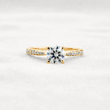 Moissanite Hidden Accent Round Cut Engagement Ring