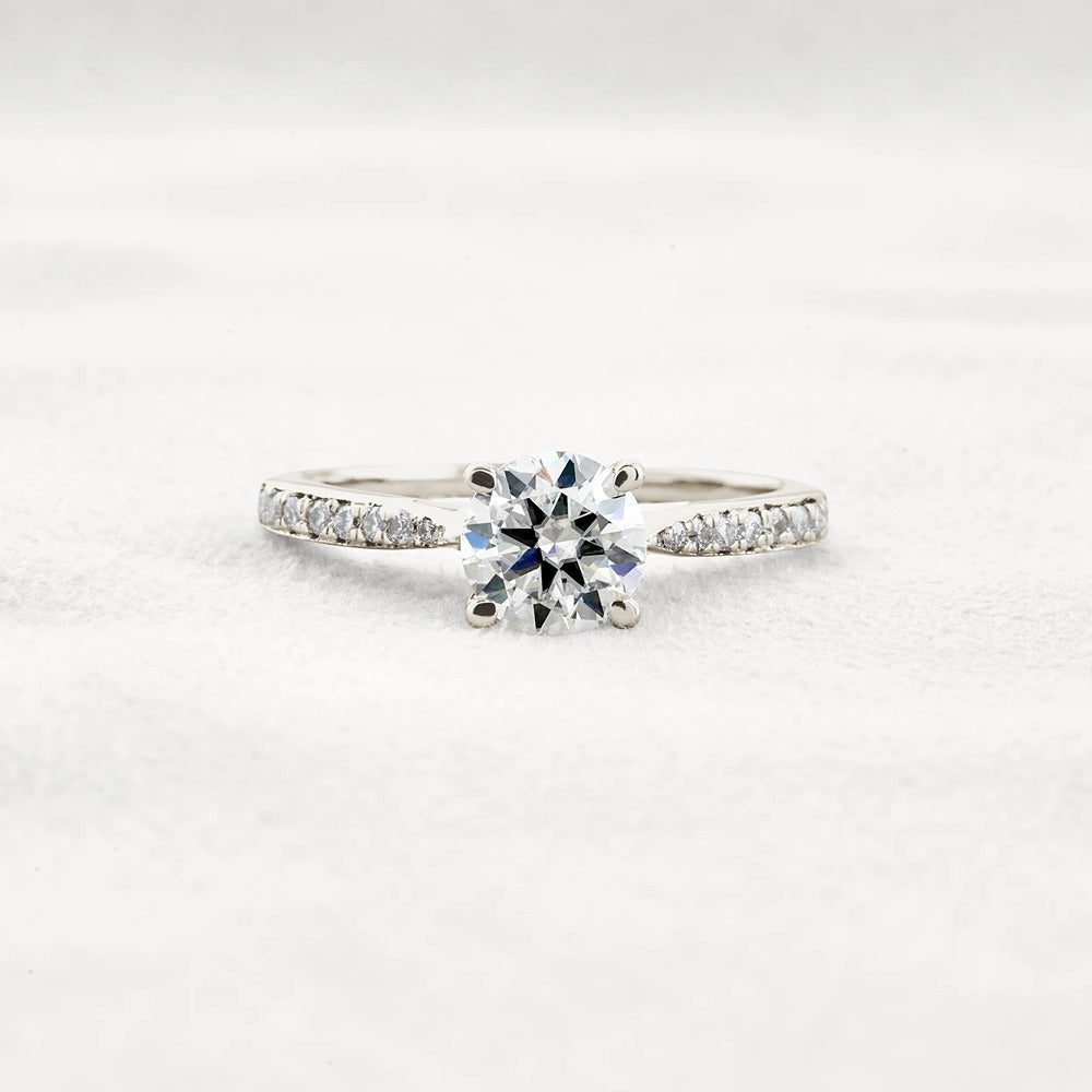 Moissanite Hidden Accent Round Cut Engagement Ring