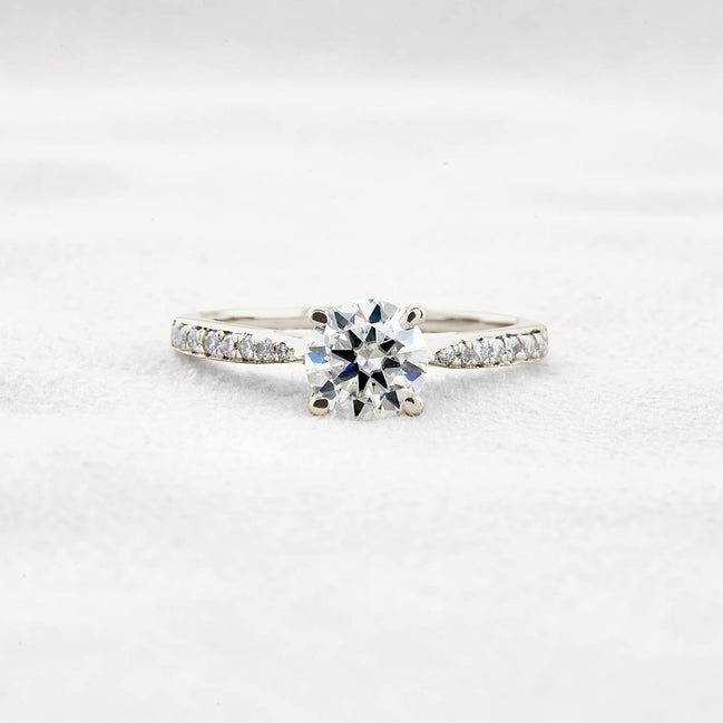 Moissanite Hidden Accent Round Cut Engagement Ring