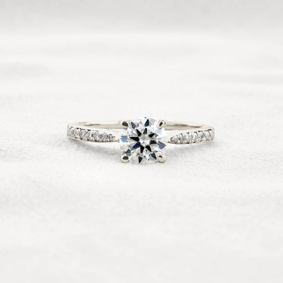 Moissanite Hidden Accent Round Cut Engagement Ring