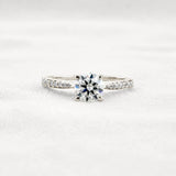 Moissanite Hidden Accent Round Cut Engagement Ring