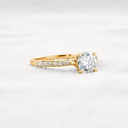 Moissanite Hidden Accent Round Cut Engagement Ring
