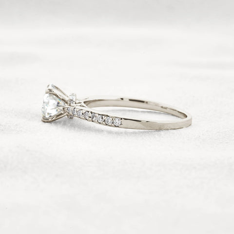 Moissanite Hidden Accent Round Cut Engagement Ring