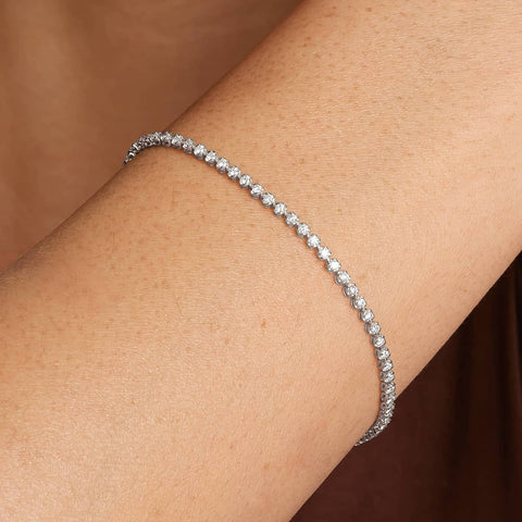 D Color Round Cut Moissanite Tennis Dainty Bracelet For Women