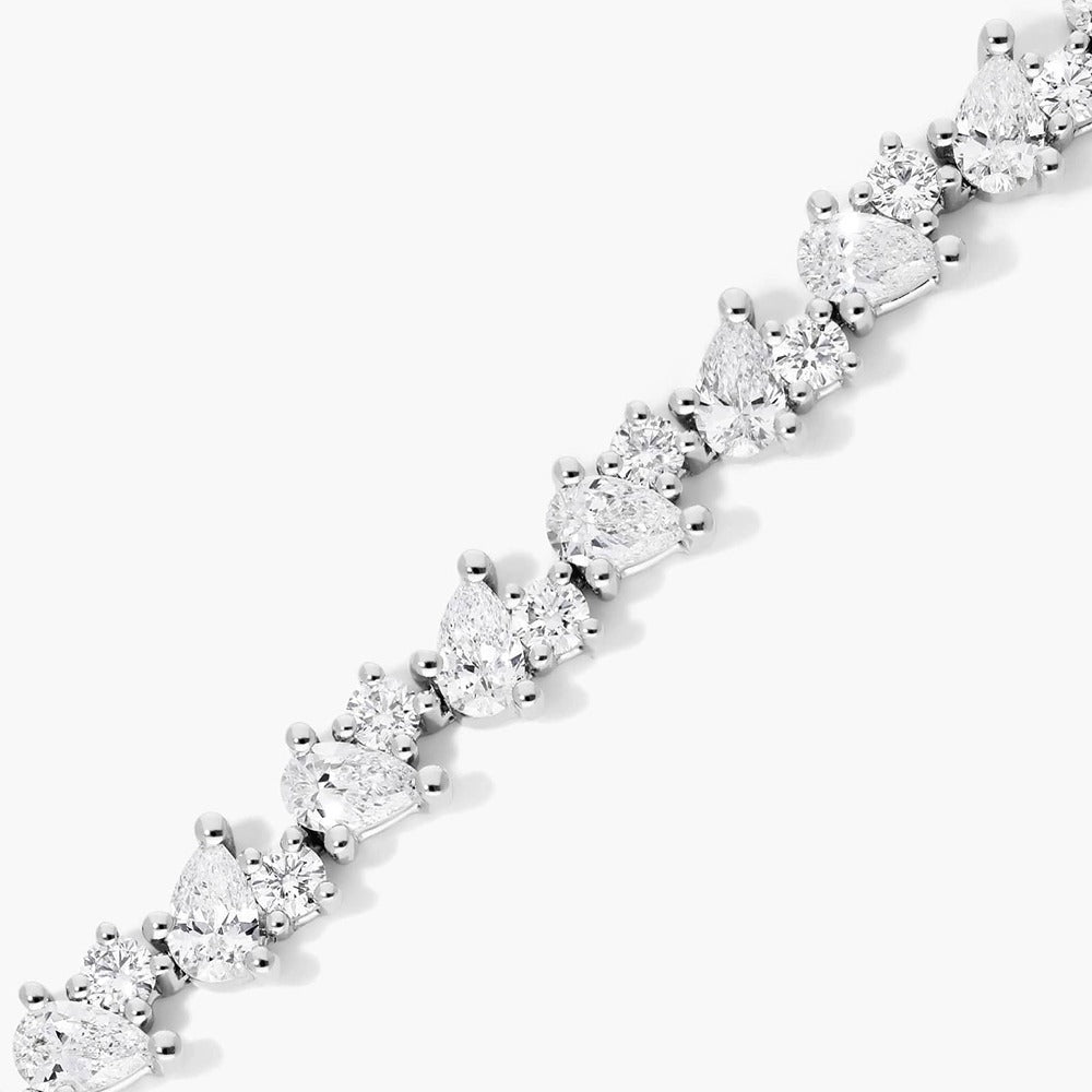 Pear & Round Cut D Color Moissanite Diamond Women Tennis Bracelet