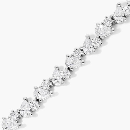 Pear & Round Cut D Color Moissanite Diamond Women Tennis Bracelet