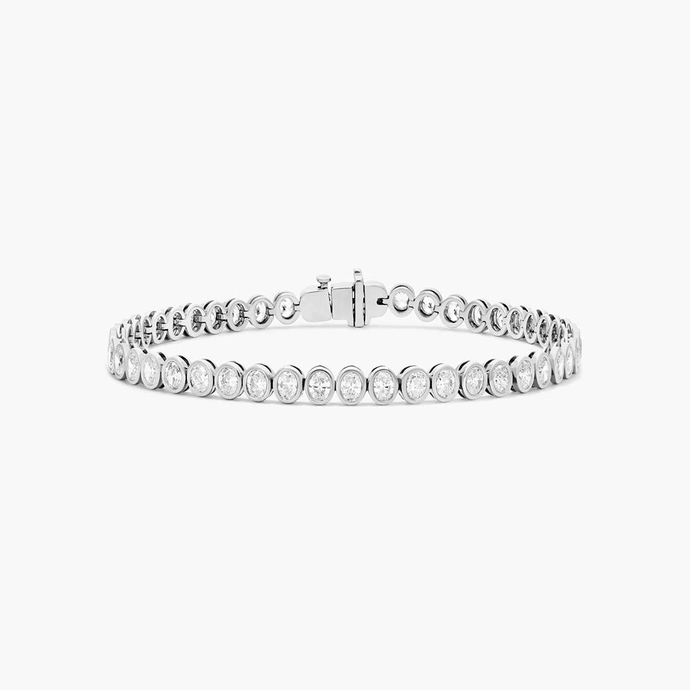 Bezel Setting Oval Cut Moissnaite Tennis Bracelet For Women