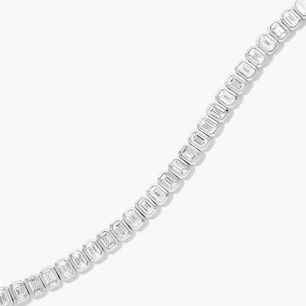 White Gold Moissnaite Emerald Cut Bezel Tennis Fancy Bracelet Gift For Her