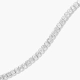 White Gold Moissnaite Emerald Cut Bezel Tennis Fancy Bracelet Gift For Her