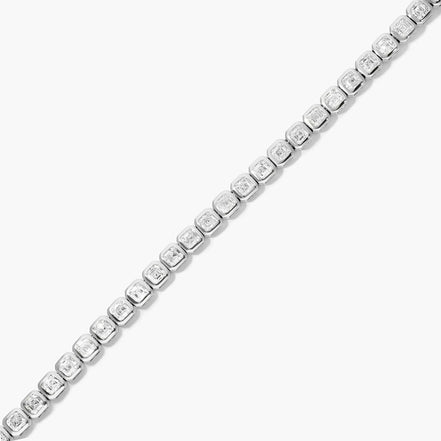 Asscher Cut Lab Created Diamond Bezel Set Tennis Bracelet Gift For Her